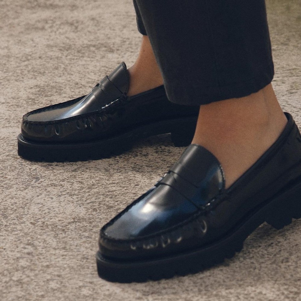 Margaux Black Louisa Lug Loafer Handmade in Spain Size 38 W Wide Leather